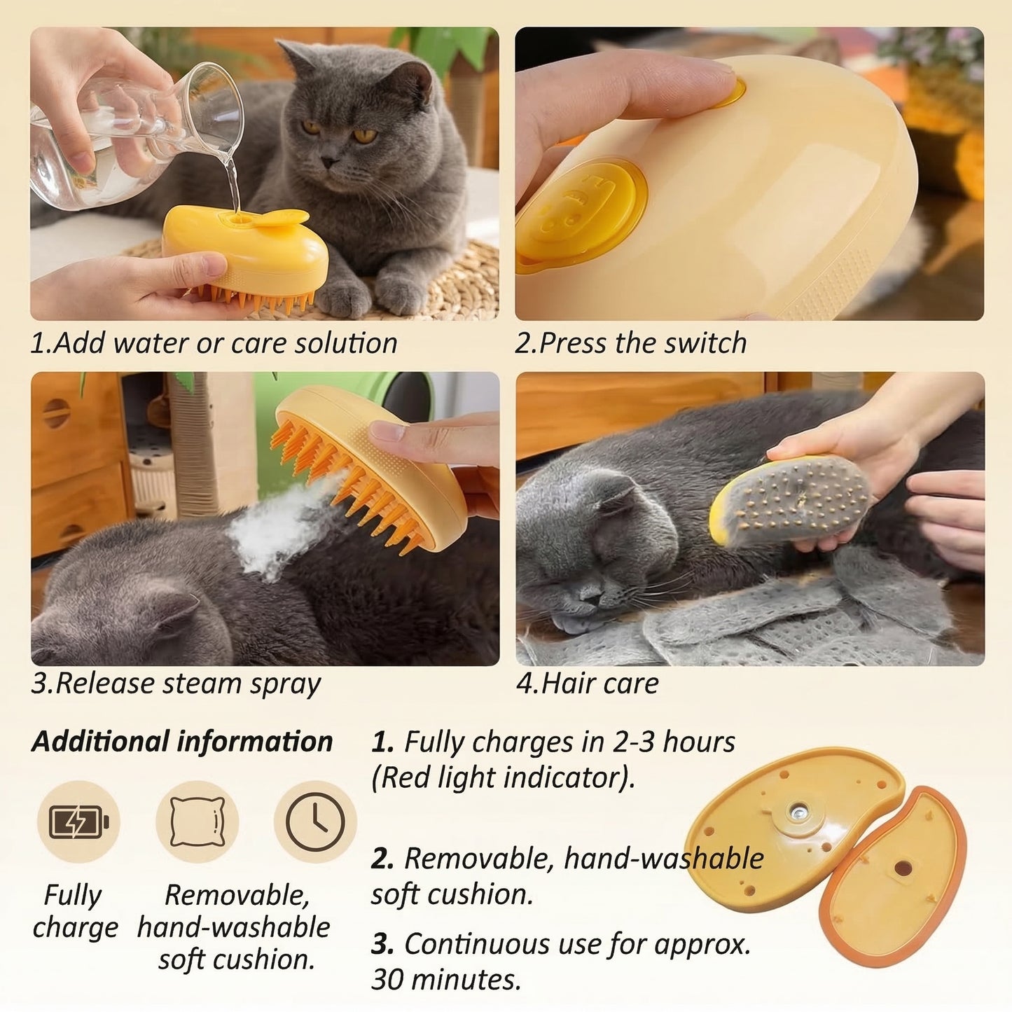 Lixy Care® 3-in-1 Steamy Brush